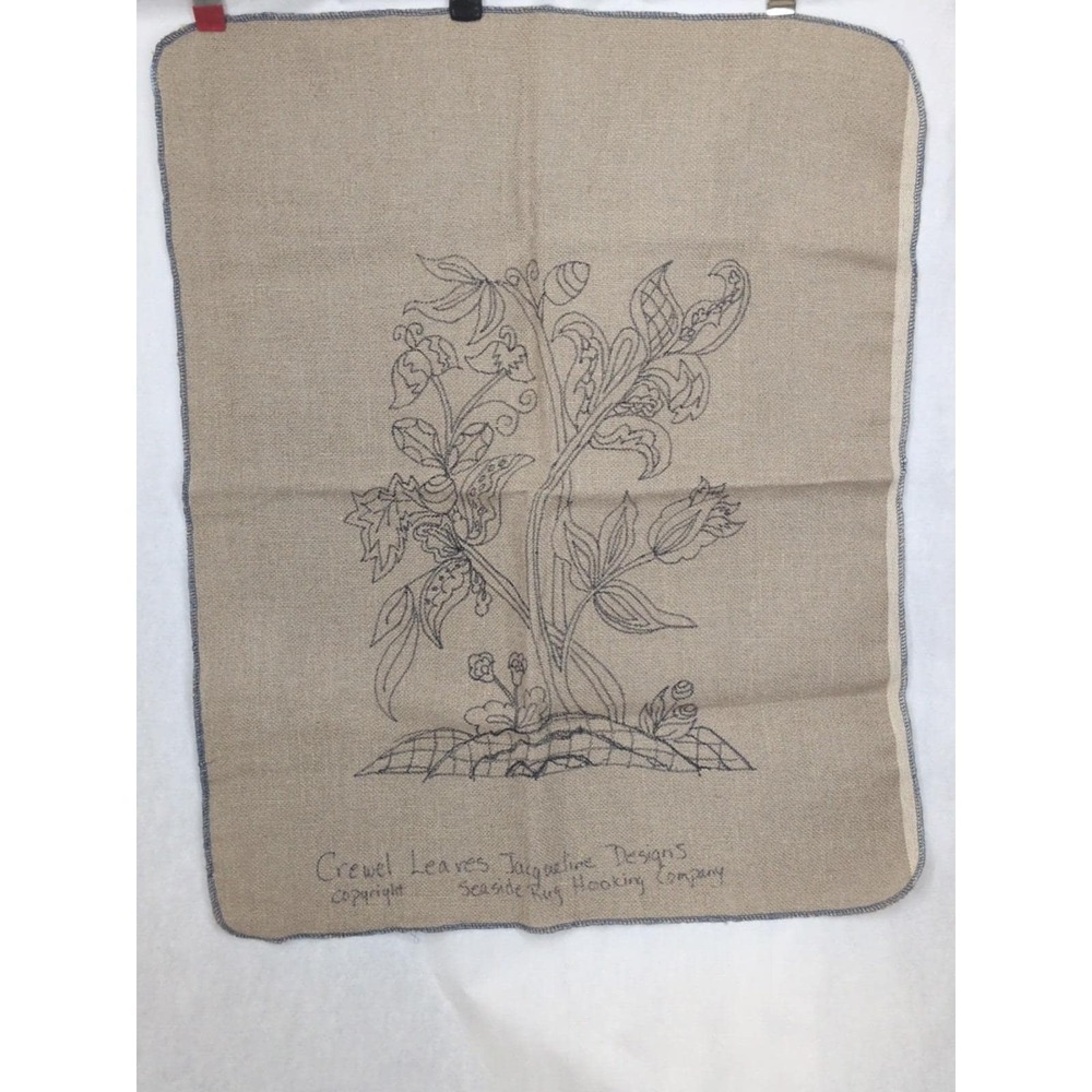 VTG Rug Hooking Pattern Rare Seaside Floral Crewel Leaves